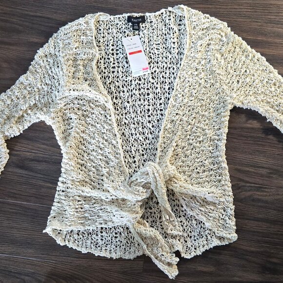 KAKTUS Open Crochet Knit Beige Cardigan Sweater NWT/SIZE L/XL - Picture 1 of 8